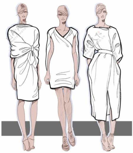 3款白色礼服设计图
