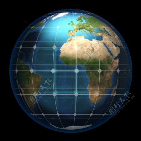 网格包围的地球图片