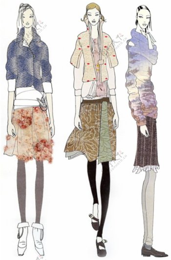 3款女式冬装设计图