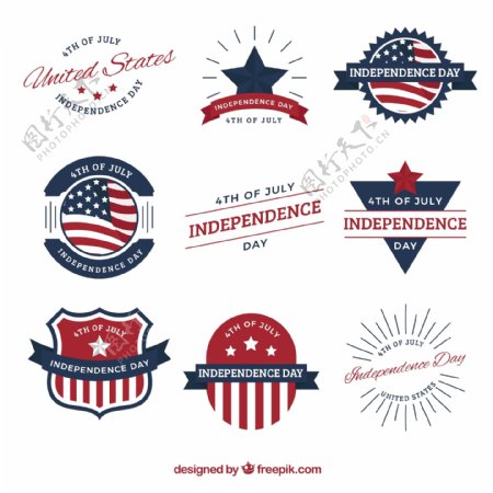 美国独立日国旗元素图标