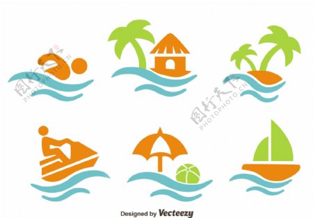 创意沙滩度假图标设计