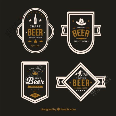 不同种类的装饰啤酒贴纸图标