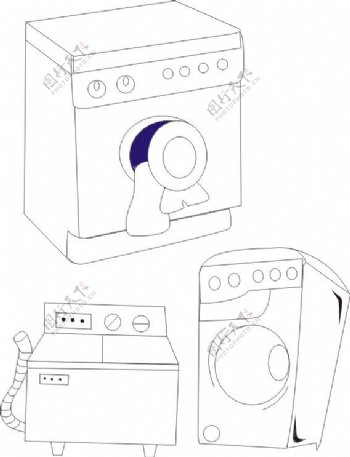 矢量线条洗衣机