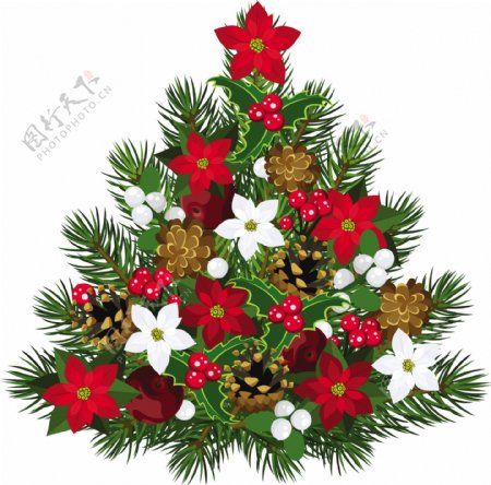 花卉装饰圣诞树图片