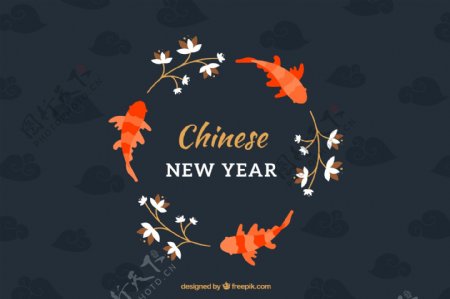 中式新年锦鲤图案