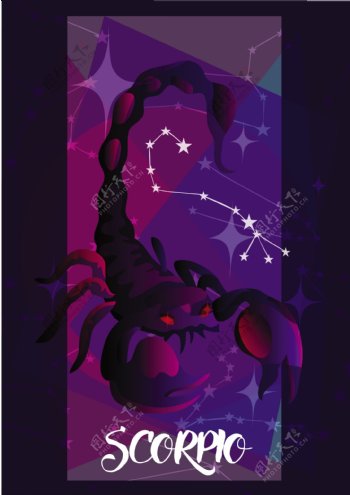紫色创意蝎子座背景图