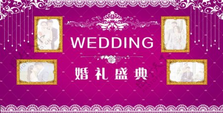 紫红色时尚婚礼背景图片
