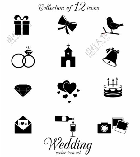 黑色结婚纪念日图标设计图片