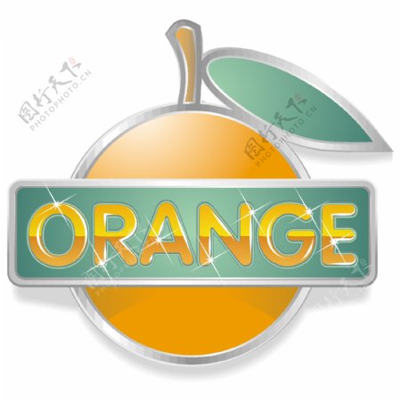 英文标题橘子图标logo设计