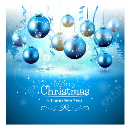 精美蓝色圣诞节装饰元素矢量图片