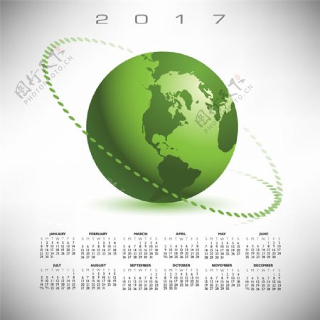 绿色地球2017年日历表图片