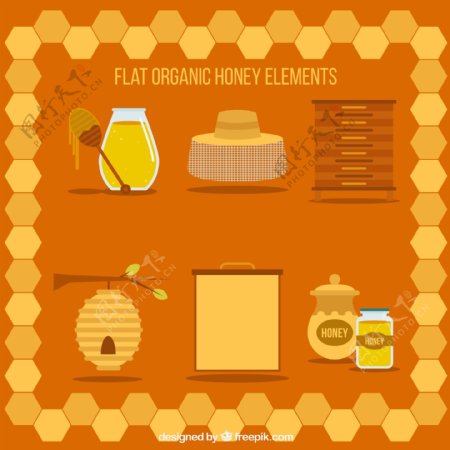 扁平蜂蜜元素素材