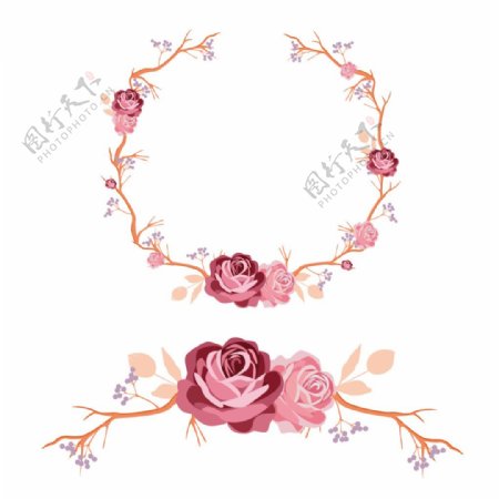玫瑰花环与装饰设计