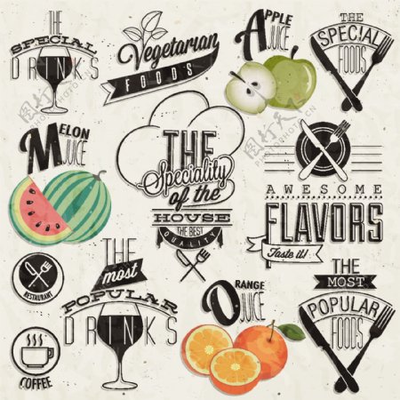 饮料图标和水果