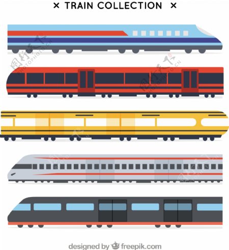 手绘现代火车平面设计素材