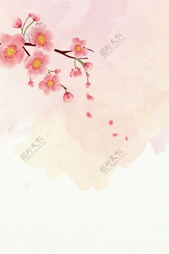 粉色桃花水彩背景