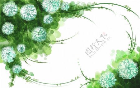 绿色韩式小清新手绘花卉