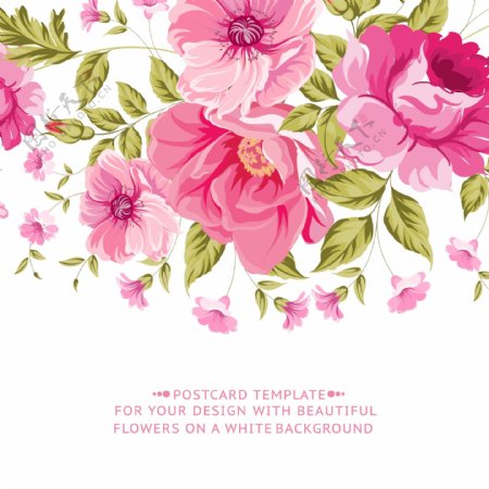 复古粉色花卉卡片