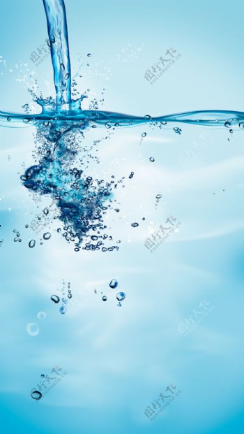 清晰蓝色唯美流动水