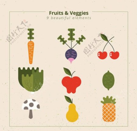 抽象蔬果设计矢量素材下载