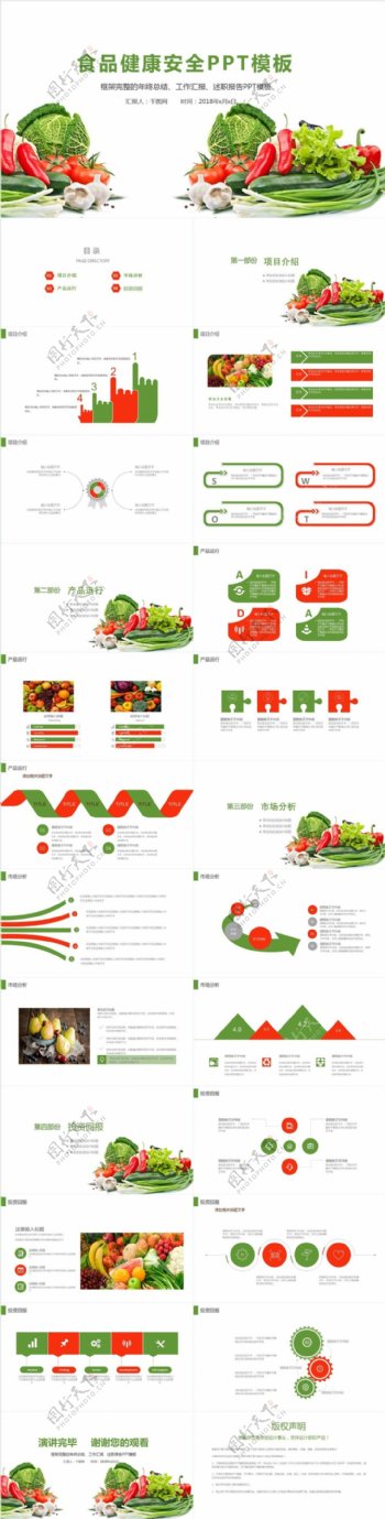 绿色蔬菜果蔬农副产品推广宣传PPT模板