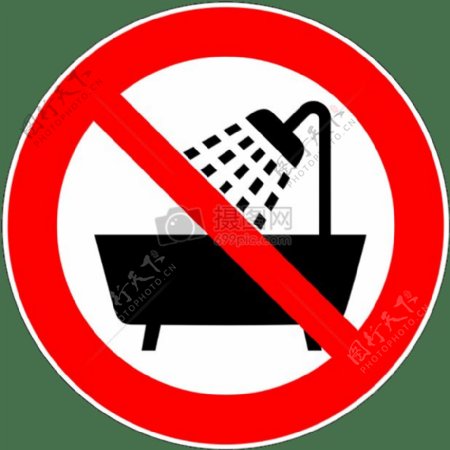 德国禁止本单位在洗澡淋浴或超过根据DIN48442与水进行操作标志禁止DP025填充