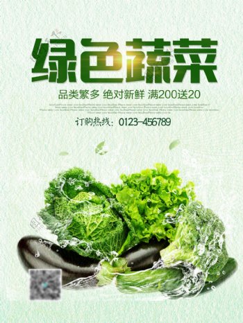绿色有机蔬菜营养新鲜优惠促销高清psd