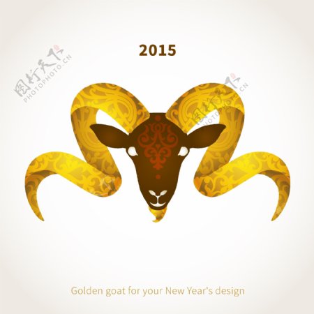 2015年金色羊头背景矢量素材