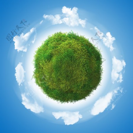 商务蓝天绿色地球图片