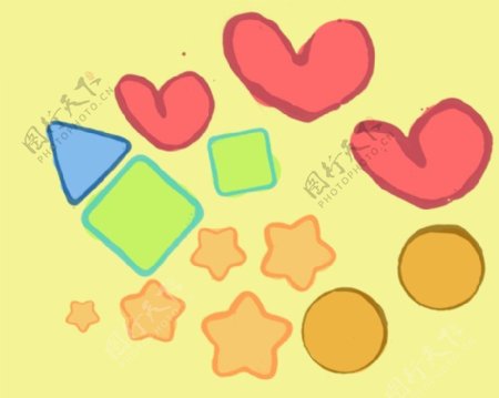 简单的星形三角形爱心符号笔刷