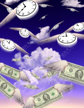 时钟与美元概念图