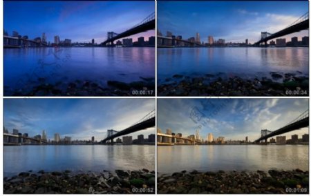 城市跨江大桥夜晚美景视频素材