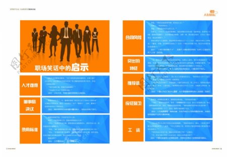 职场画册时尚现代橘黄小人蓝蓝色