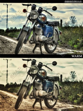 摩托车照片质感的HDR效果调色动作