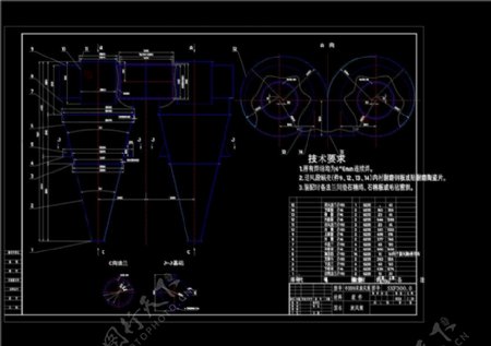双旋风筒制造图CAD机械图纸