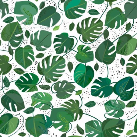 绿色树叶布艺壁纸图片