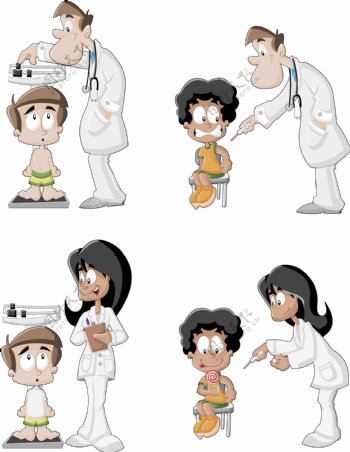 儿童医生与卡通儿童