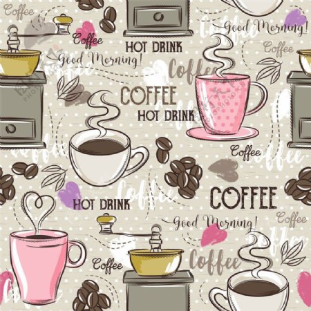 咖啡杯和咖啡机背景图片