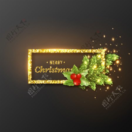 金色黑色圣诞节矢量背景装饰素材