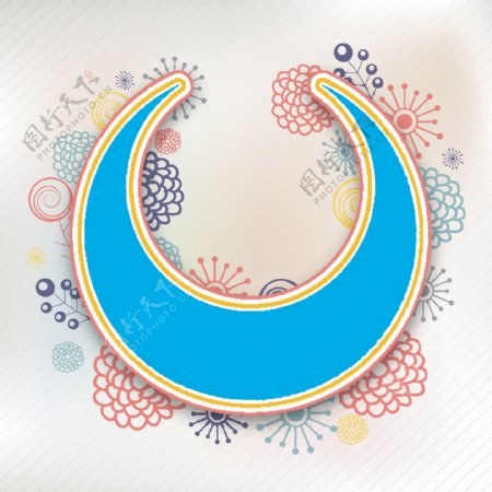 装饰花纹蓝色月亮背景