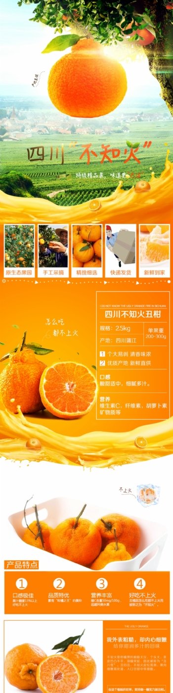 水果橘子活泼电商详情页
