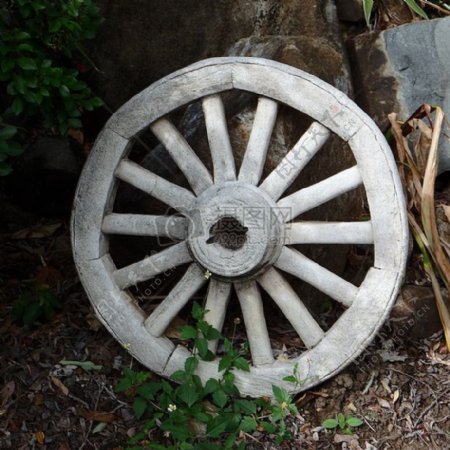 一个破旧的车轮