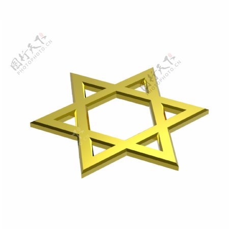 金犹太教宗教象征的明星戴维白色隔离
