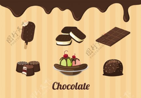 矢量巧克力甜品图标