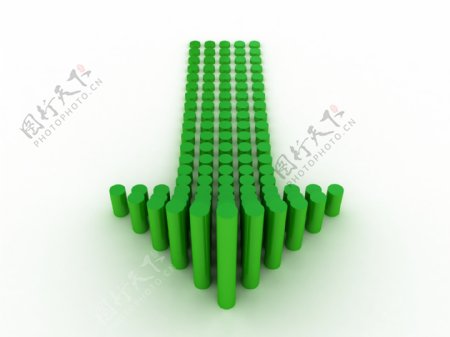 绿色圆柱组成的箭头图片