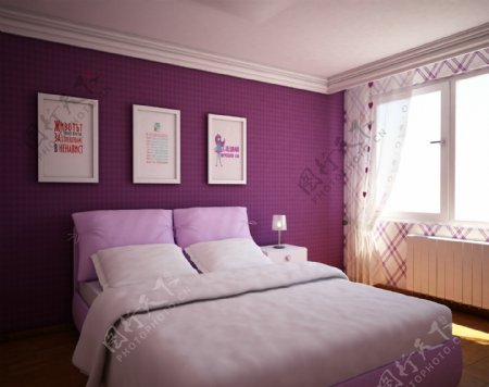 紫色卧室装饰图片