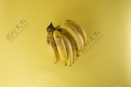 黄色背景下的香蕉