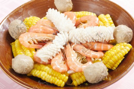 国内美食海鲜玉米虾图片