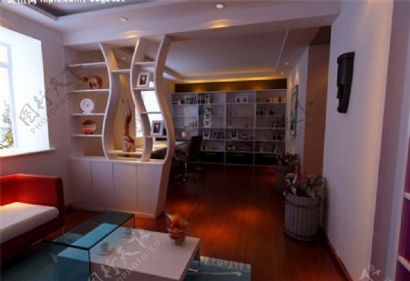 现代家居书房3D模型设计