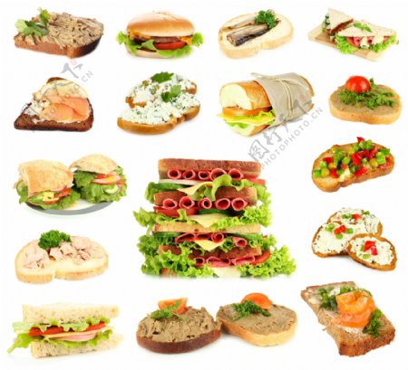 各种美味的三明治图片